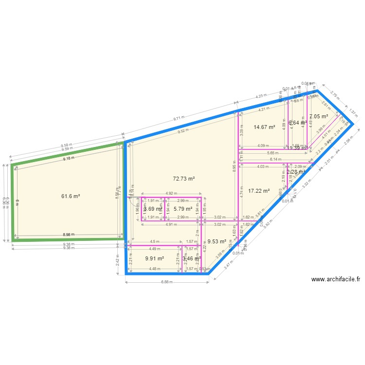 Plan Micro Crèche Bernes 3. Plan de 13 pièces et 226 m2