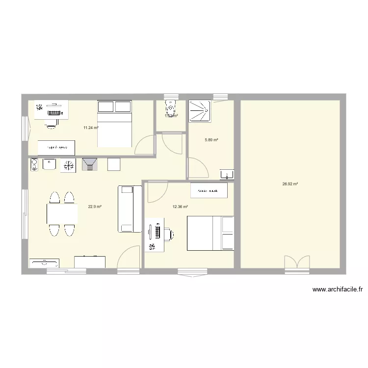 martillac 3 cuisine cot&eacute; chambre avec dressing. Plan de 