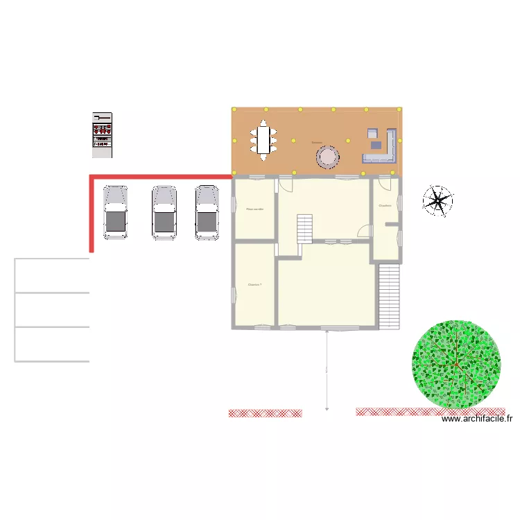 Extension 2 meubl&eacute;e. Plan de 