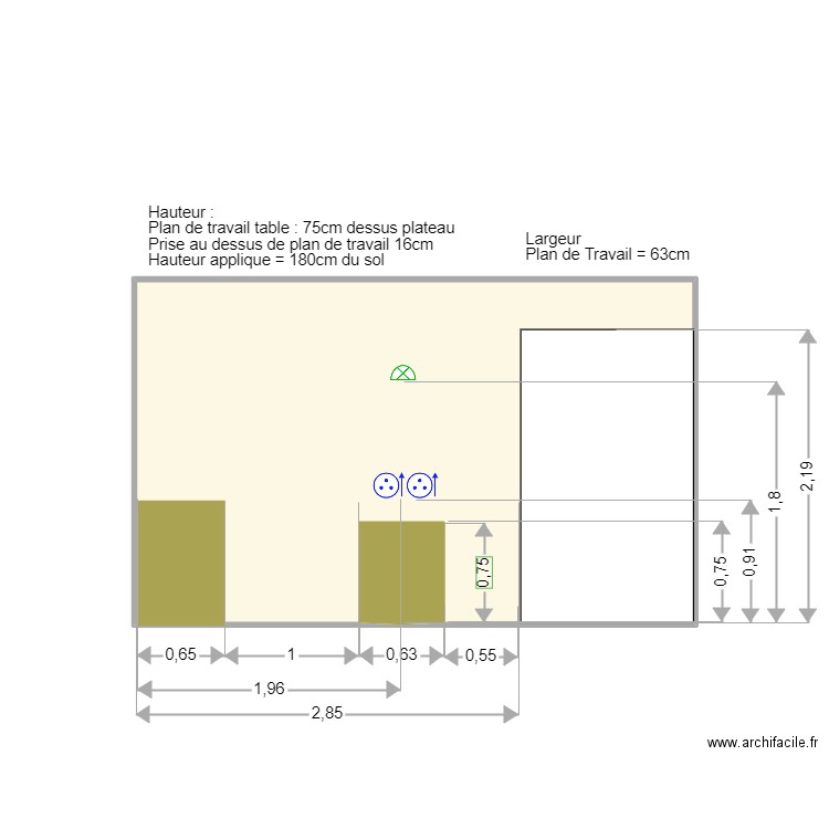 Gite Face A. Plan de 1 pièce et 10 m2