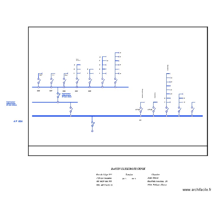 Schéma Unifilaire de base  TETRA 400V. Plan de 0 pièce et 0 m2