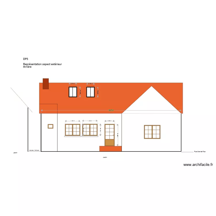DP5 Repr&eacute;sentation aspect exterieur (arri&egrave;re). Plan de 