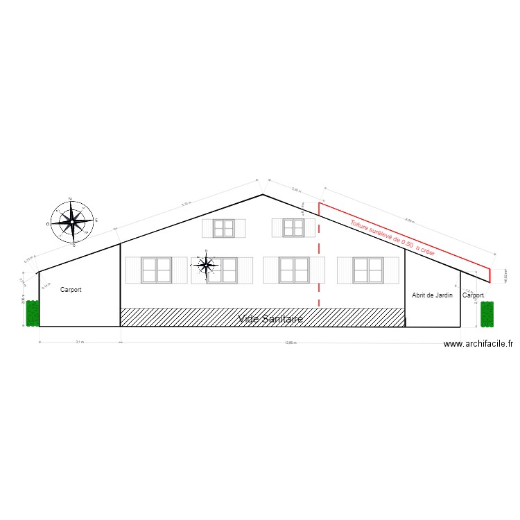 Facade Sud. Plan de 0 pièce et 0 m2