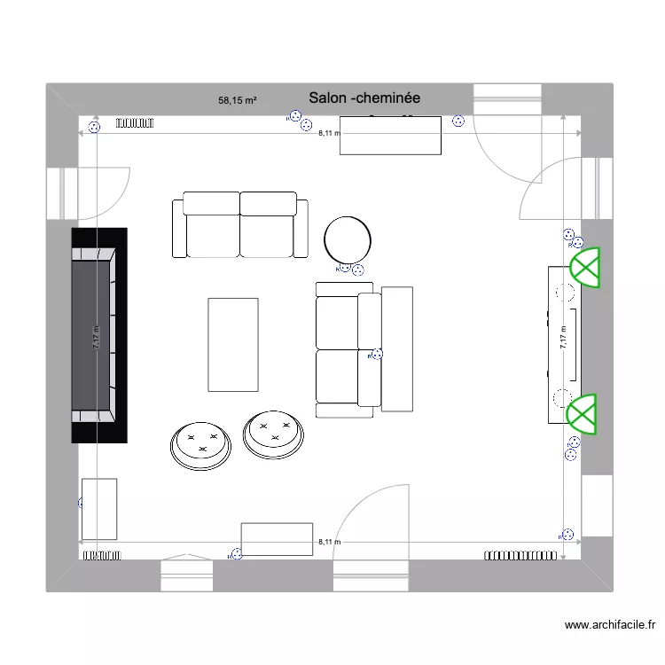 salon chemin&eacute;e. Plan de 