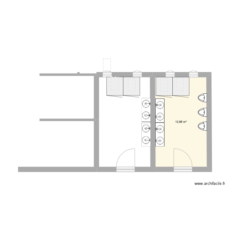 toilettes college . Plan de 1 pièce et 14 m2