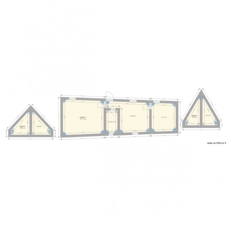 maison 1 touillon. Plan de 8 pièces et 49 m2