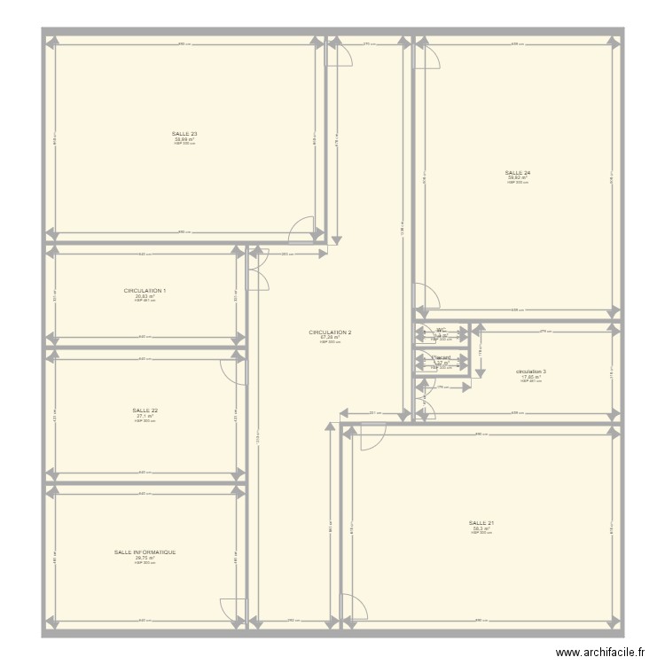 plan ecole msm R+2 RECTIFIE. Plan de 10 pièces et 343 m2