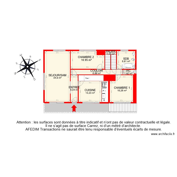 BI 8158 RDC. Plan de 18 pièces et 132 m2