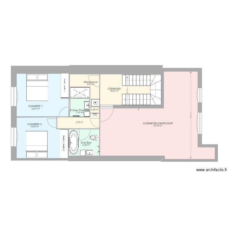 COURBET 1er ETAGE TRAVAUX Définitifs 3. Plan de 0 pièce et 0 m2