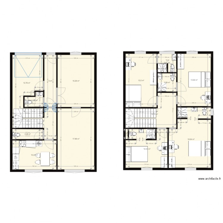 cadren moreau. Plan de 16 pièces et 145 m2