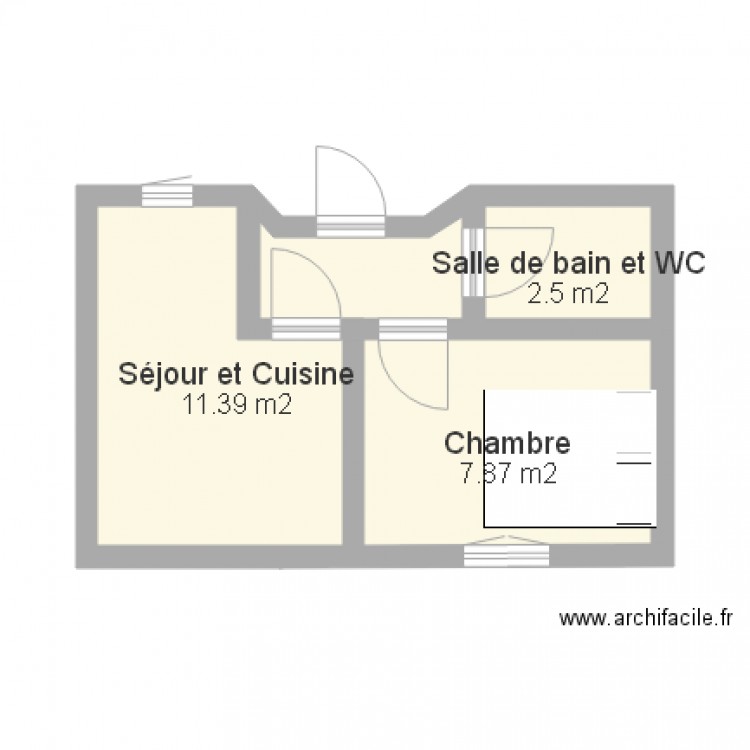 Mams Appartement 25m2 2 Pièces. Plan de 0 pièce et 0 m2