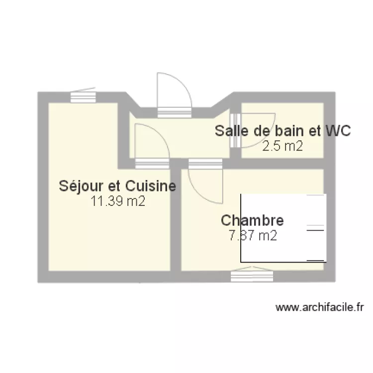 Mams Appartement 25m2 2 Pi&egrave;ces. Plan de 