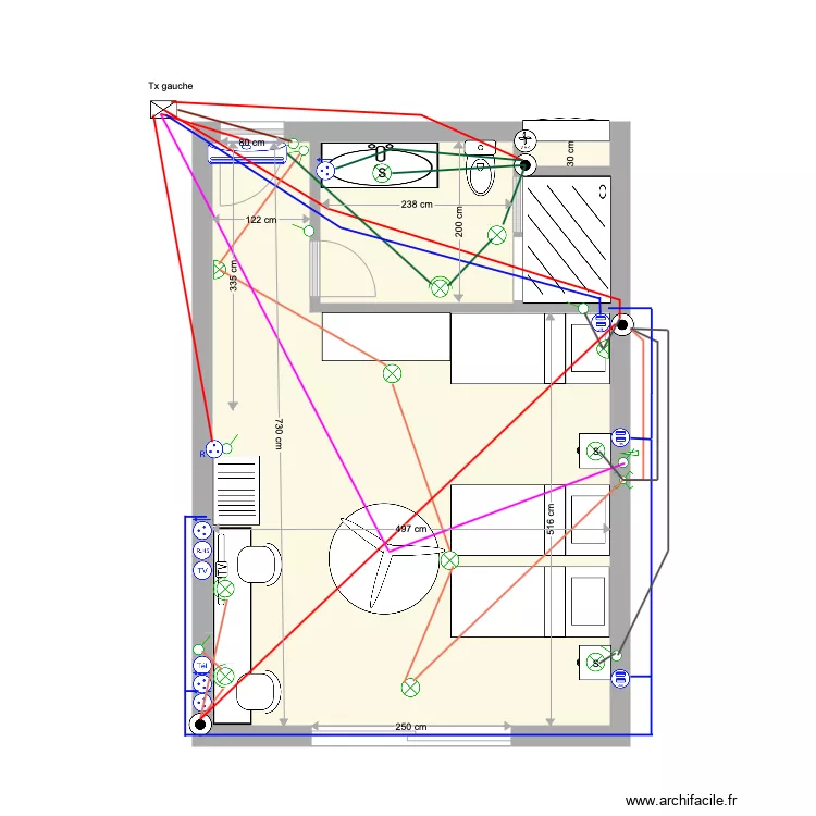 Chambre D fa&ccedil;ade Etage 2 3 avec 3 lits &eacute;lec du 22 02 20. Plan de 