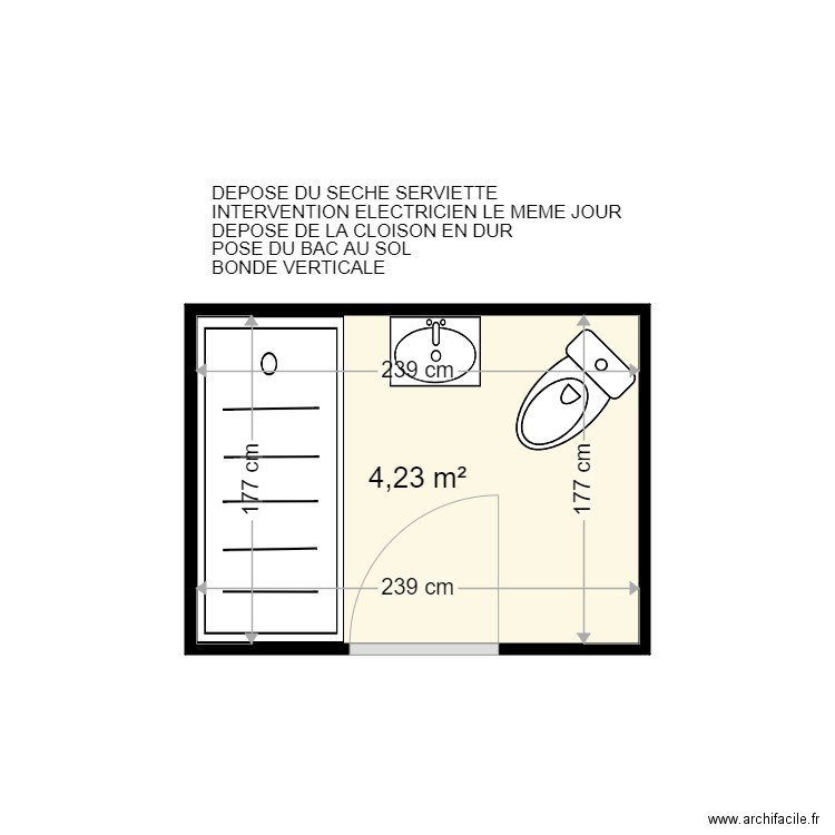 DUBOIS MARIE CLAUDE . Plan de 1 pièce et 4 m2