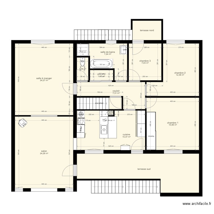 SAINT PAUL étage. Plan de 14 pièces et 145 m2