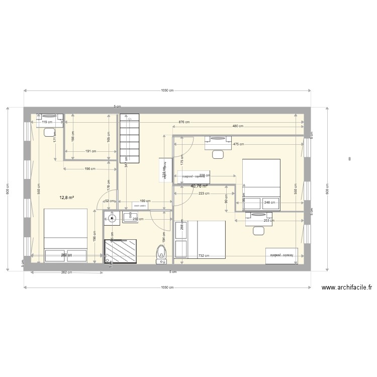 devrim3. Plan de 2 pièces et 54 m2