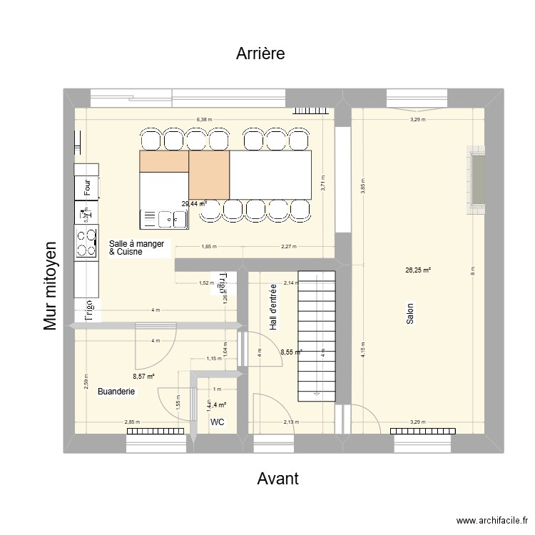 Maison - Rez 0 - Projet 2bis. Plan de 5 pièces et 74 m2