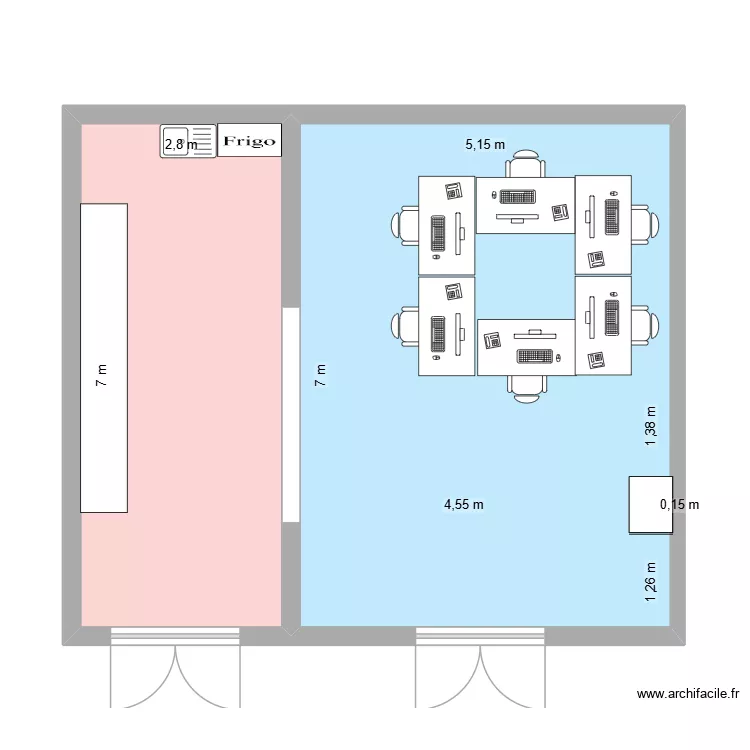 Bureau Ronet. Plan de 2 et 56 m² Bureau Ronet. Plan de 2 et 56 m²