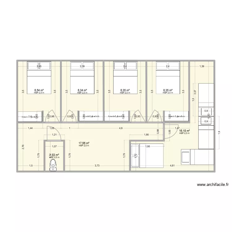 la breteche 2. Plan de 7 pièces et 69 m²