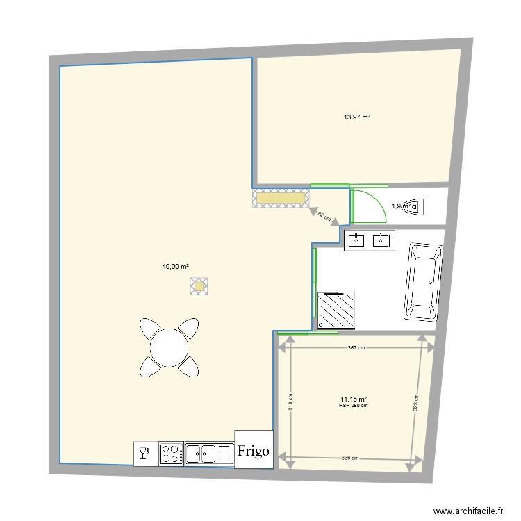 Ebauche 2. Plan de 7 pièces et 83 m2