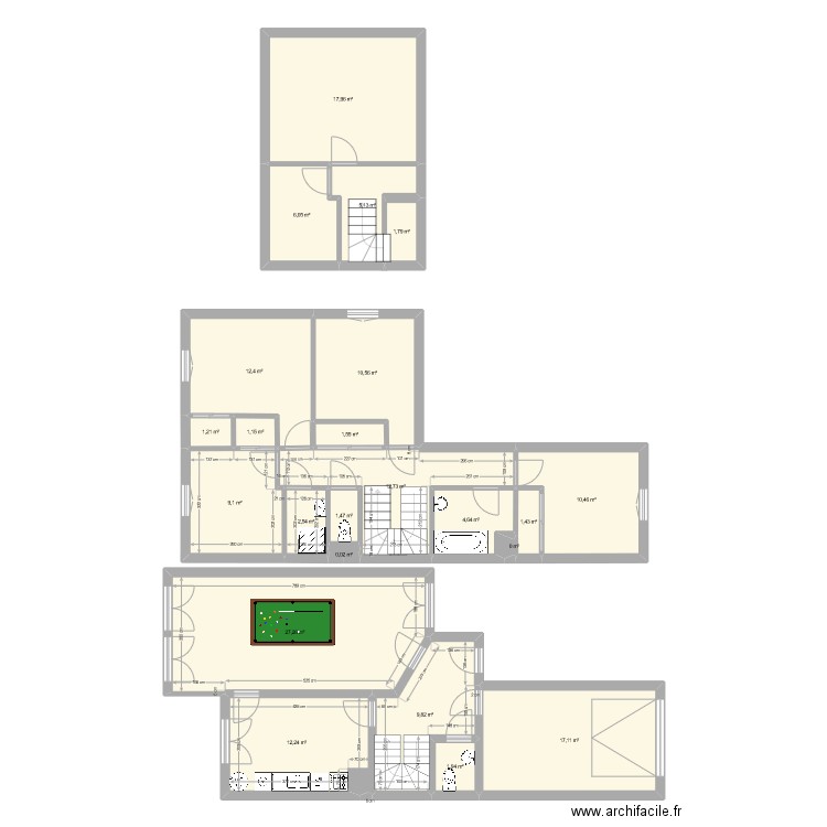 Plan 1. Plan de 23 pièces et 169 m2