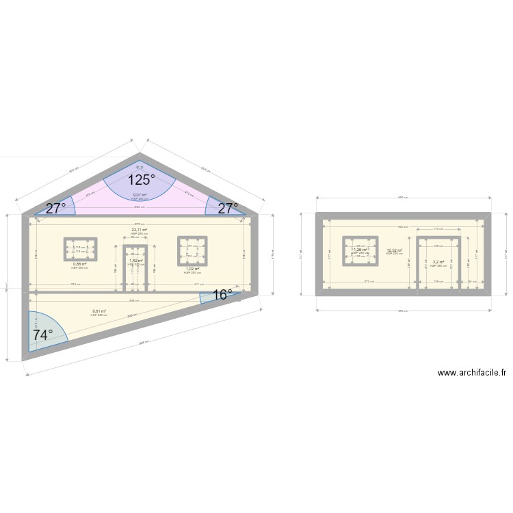 TEST FACADE. Plan de 9 pièces et 65 m2