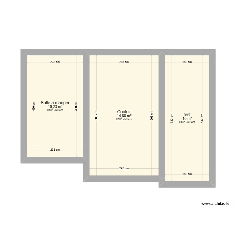 essai. Plan de 3 pièces et 35 m2