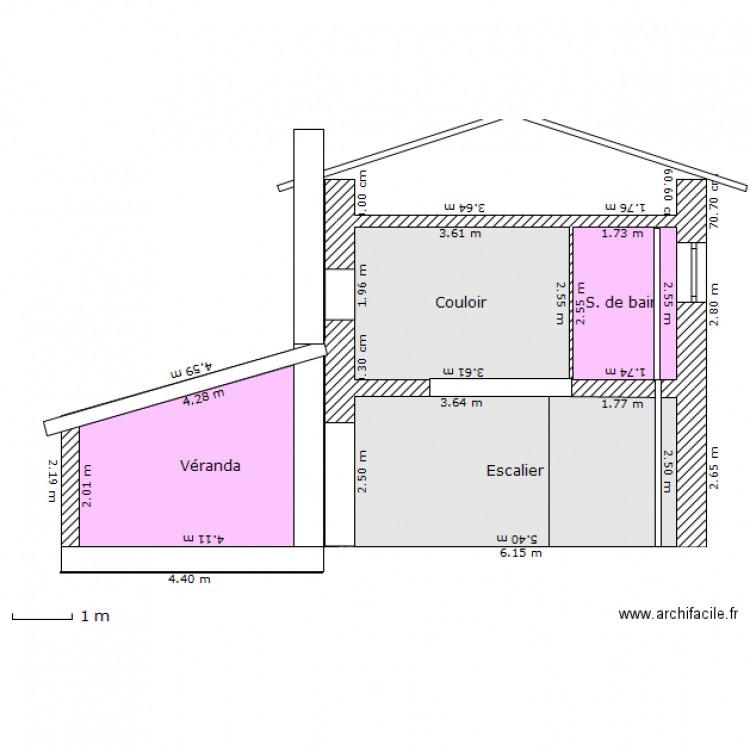 Coupe veranda-escalier. Plan de 0 pièce et 0 m2