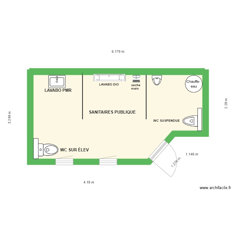 IMPLANTATION  SANITAIRES. Plan de 0 pièce et 0 m2