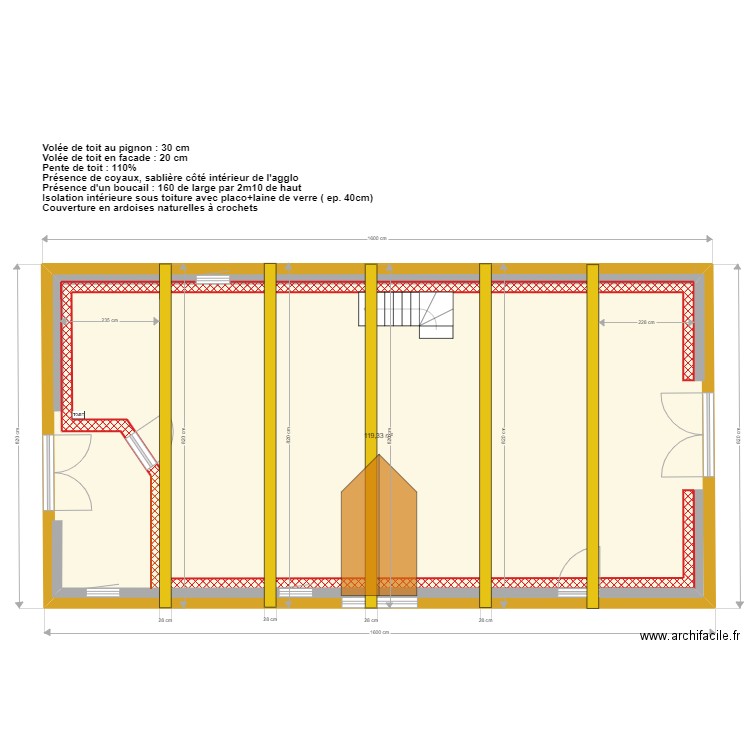 BERDOU agglo 20 - Charpente. Plan de 1 pièce et 119 m2