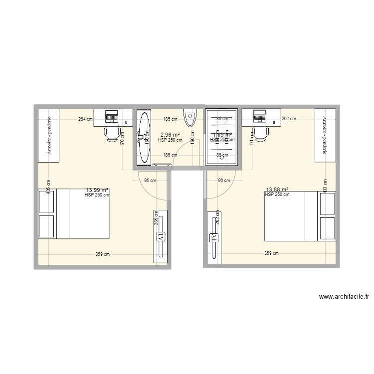 61 cruguel etage. Plan de 4 pièces et 32 m2