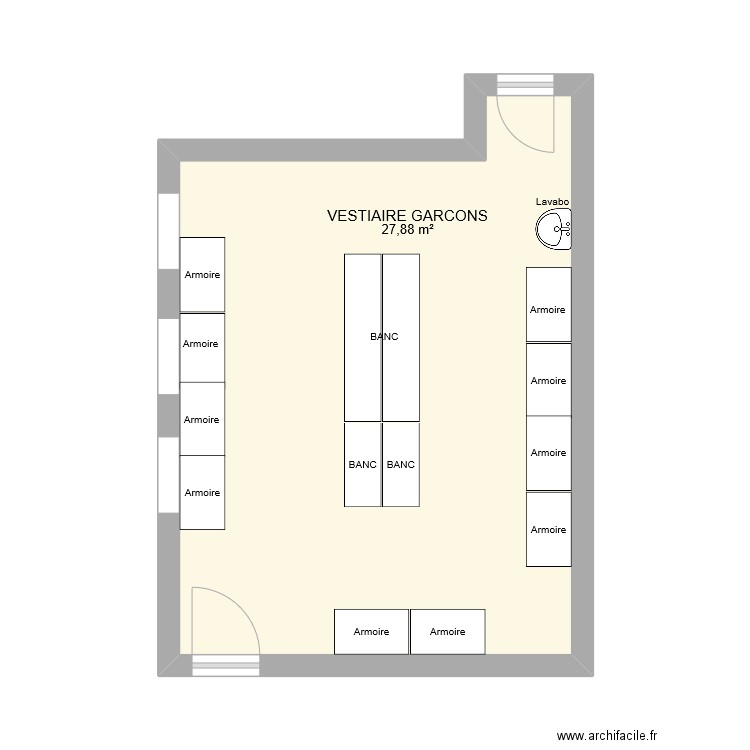 VESTIAIRES GARCONS. Plan de 0 pièce et 0 m2