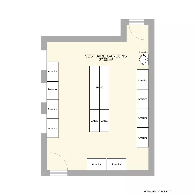 VESTIAIRES GARCONS. Plan de 