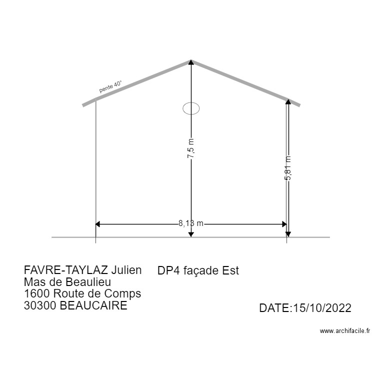 DP4 coté Est. Plan de 1 pièce et 54 m2