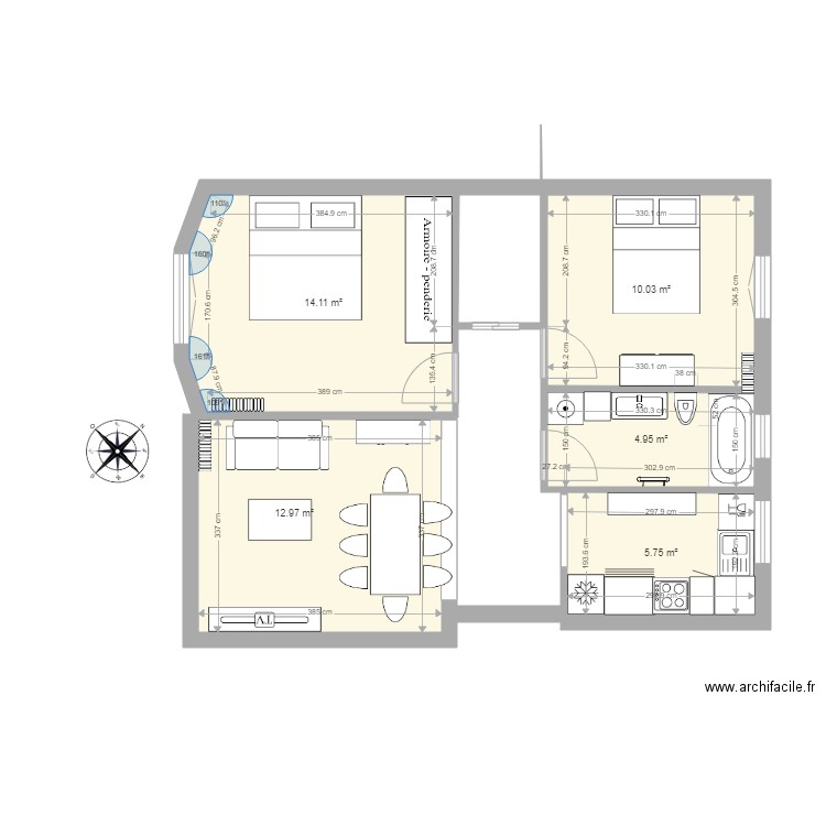 Appartement Levvalois. Plan de 0 pièce et 0 m2