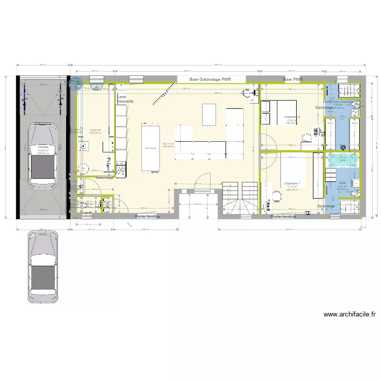 RDC ilot central ferm&eacute;. Plan de 