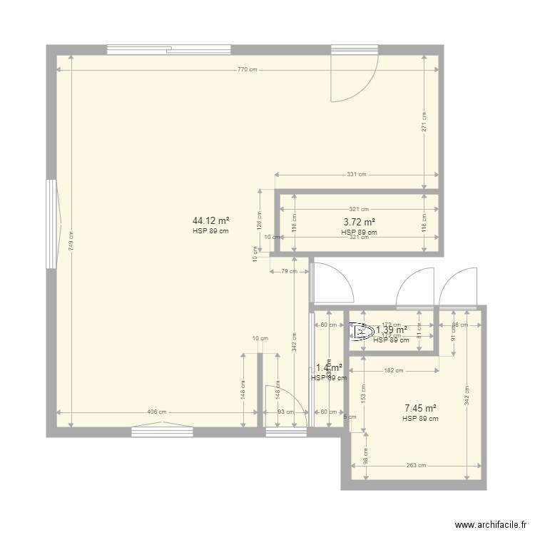 LEGOFF. Plan de 5 pièces et 58 m2