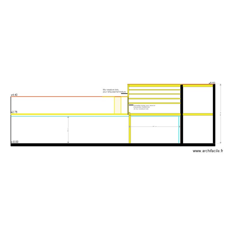 coupe facade. Plan de 0 pièce et 0 m2