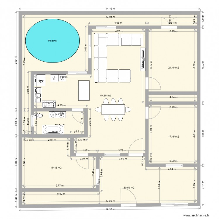 maison avec piscine. Plan de 0 pièce et 0 m2