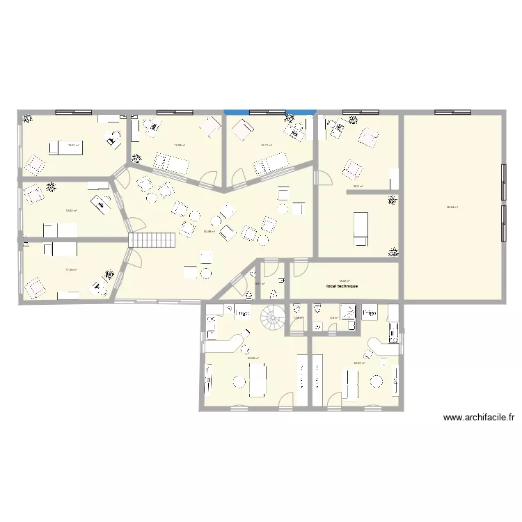 CABINET MEDICAL 6 pieces et logement social. Plan de 