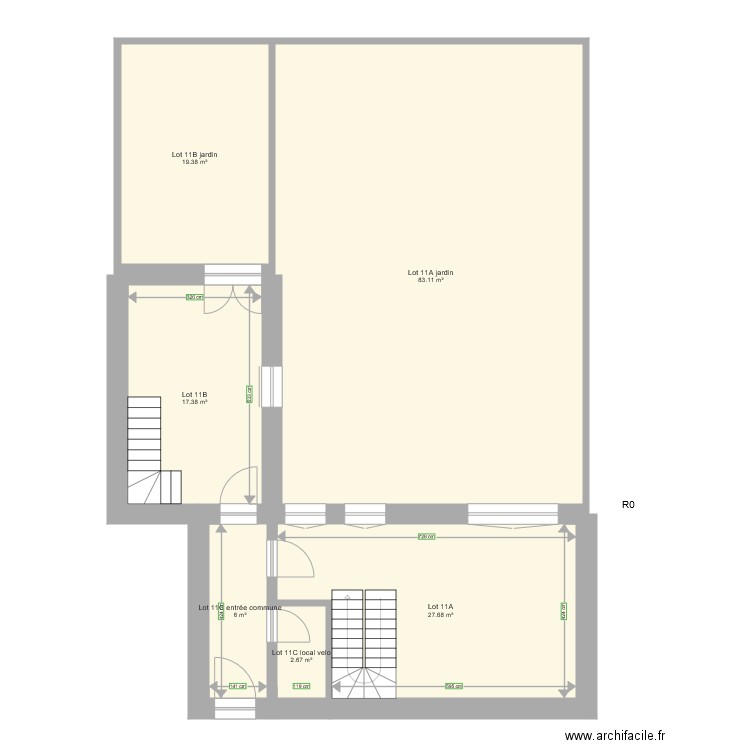 R0apres division lot 11. Plan de 0 pièce et 0 m2