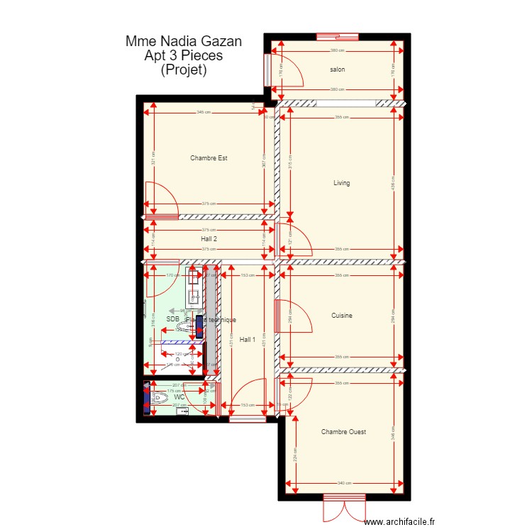 3 pieces GAZAN projet. Plan de 0 pièce et 0 m2