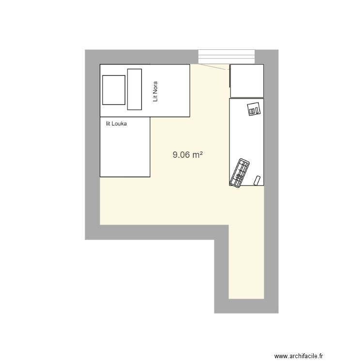 Aménagement chambre Nora. Plan de 0 pièce et 0 m2