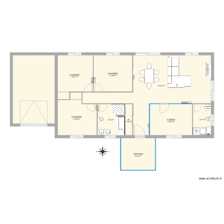 100M2. Plan de 0 pièce et 0 m2