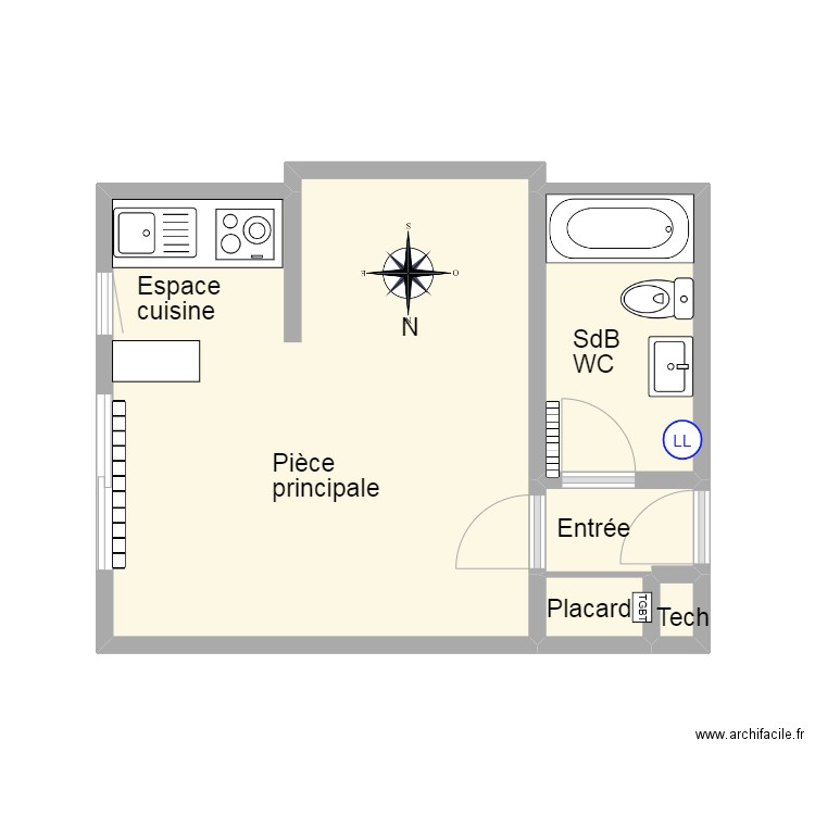 103 107 H Barbusse. Plan de 5 pièces et 22 m2