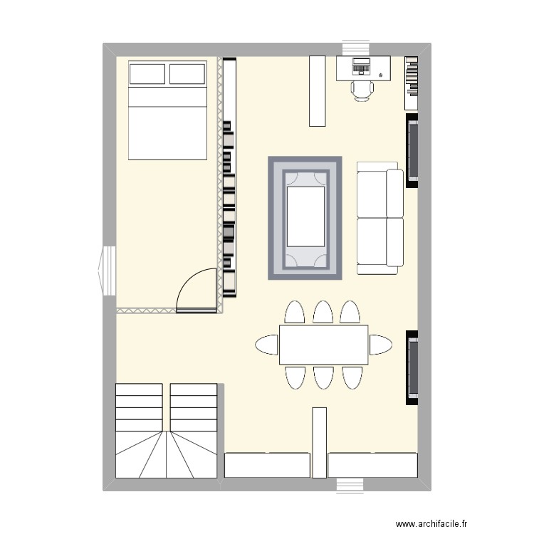 combles amnégés. Plan de 1 pièce et 51 m2