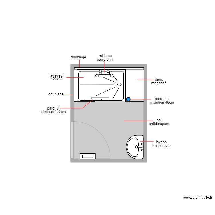 plan bis. Plan de 1 pièce et 4 m2