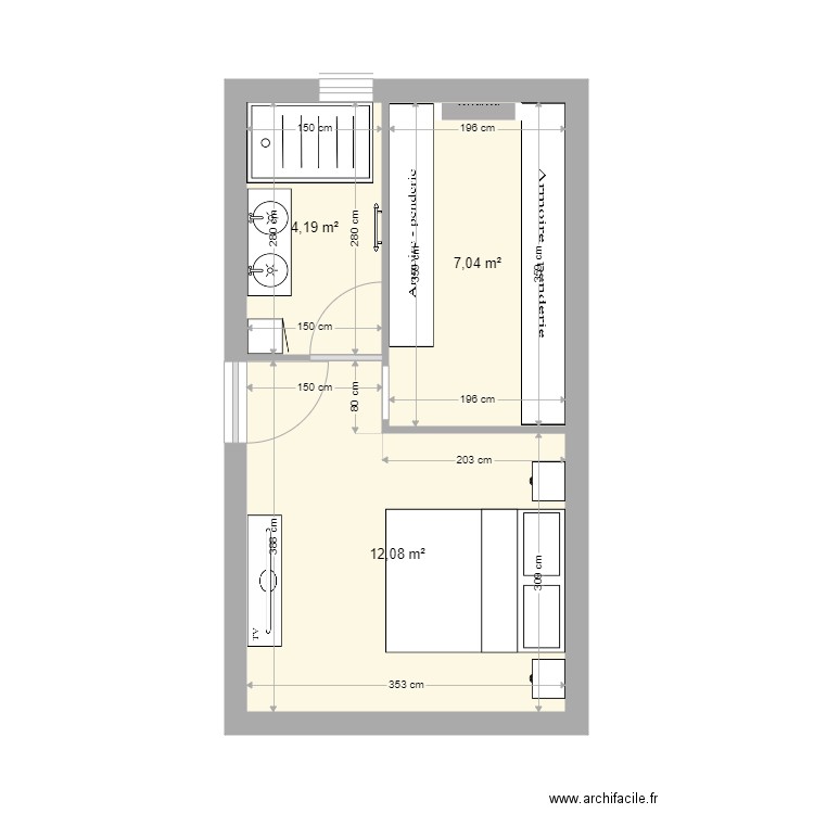 Suite parentale version initiale. Plan de 0 pièce et 0 m2