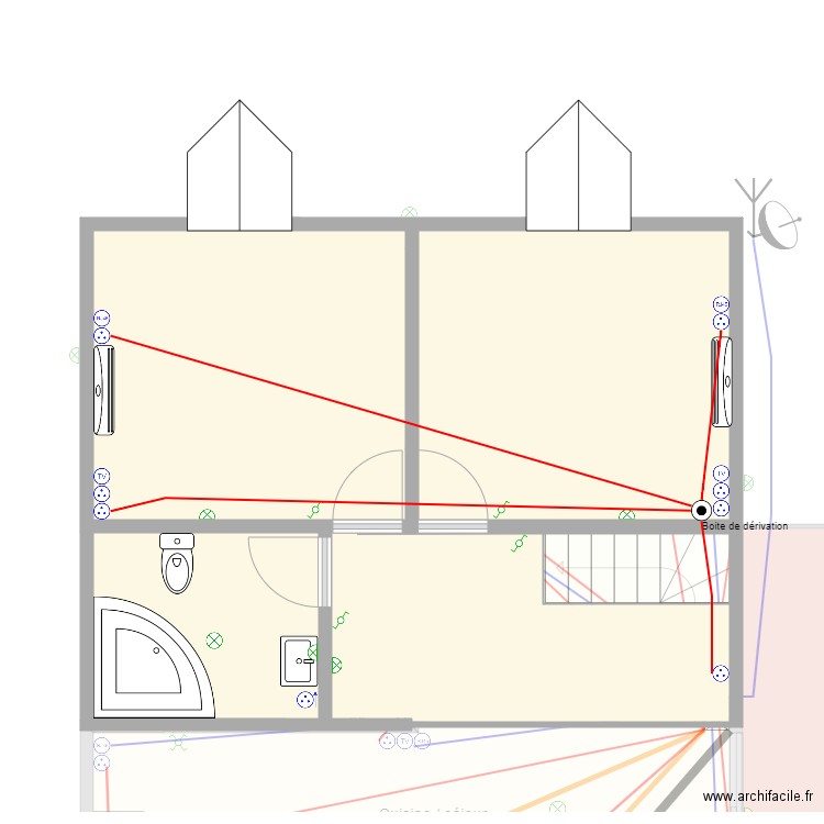 Cablage électrique des Prises. Plan de 0 pièce et 0 m2