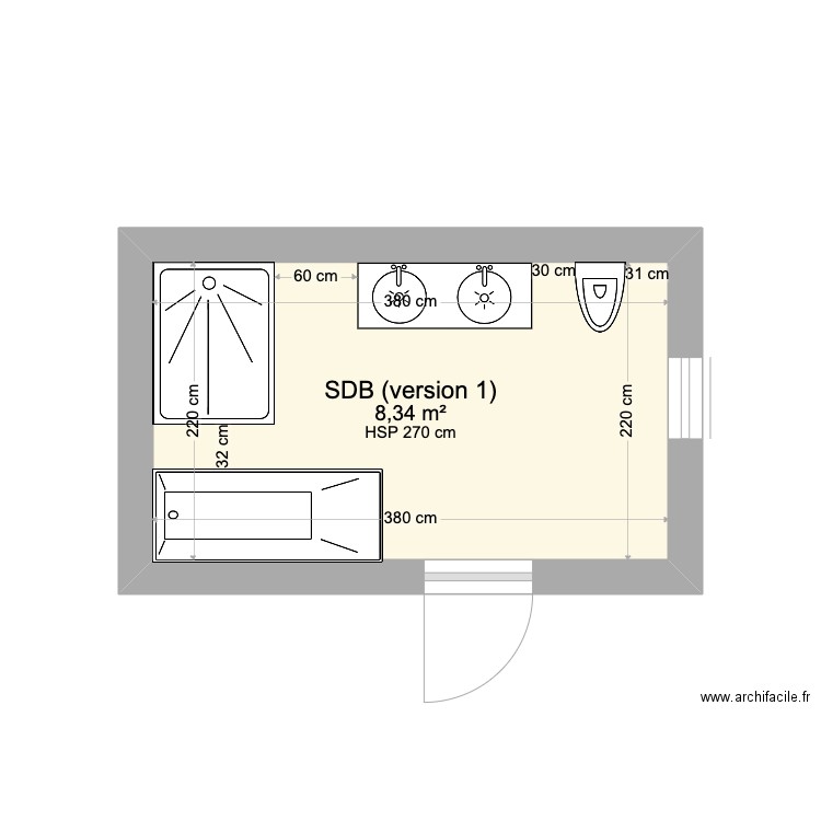 SDB version 1 Nancy et Martin. Plan de 0 pièce et 0 m2